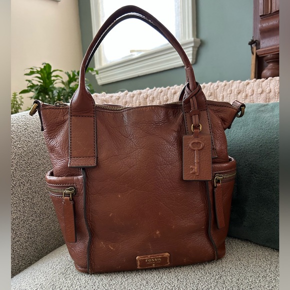 Fossil Brown Leather Satchel - Picture 1 of 8